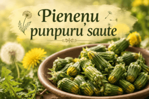 Pieneņu pumpuru saute. Recepte. 1